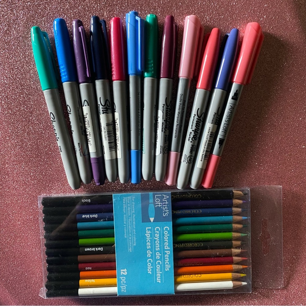 Permanent markers and color pencils